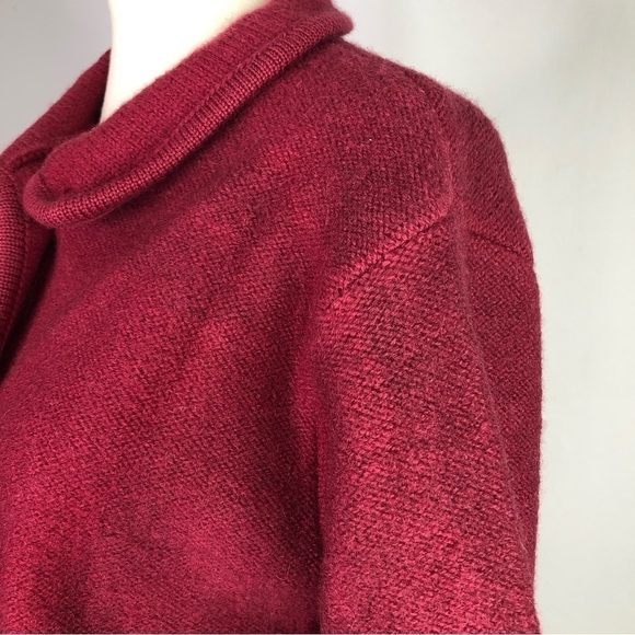 L.L. Bean boiled wool sweater jacket cranberry red buttons patch pockets Small - Picture 8 of 9